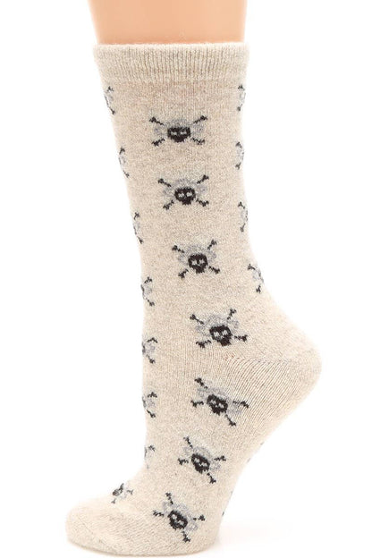 WOMEN'S SKULL WOOL BLEND CREW SOCKS