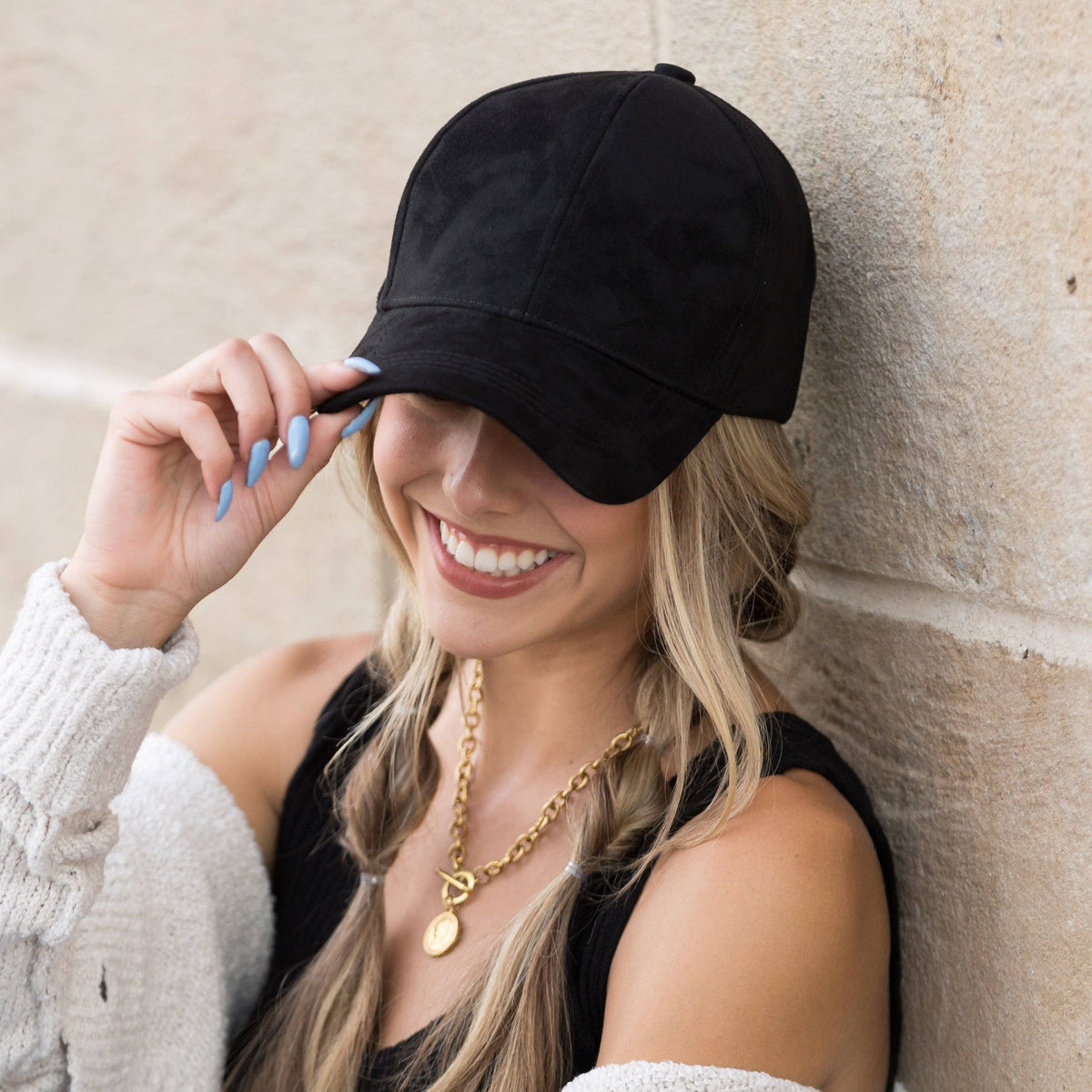 Aili's Corner - Suede Boyfriend Ball Cap: Camel