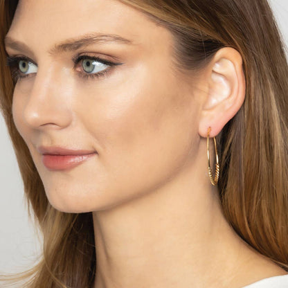 Fashion City - 14K Gold-Dipped Textured Hoop Earring: GLD / ONE SIZE