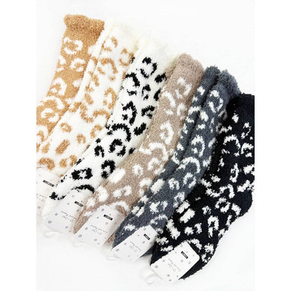 Love and Repeat - Plush Cozy Leopard Socks: MIX COLOR / ONE(12)