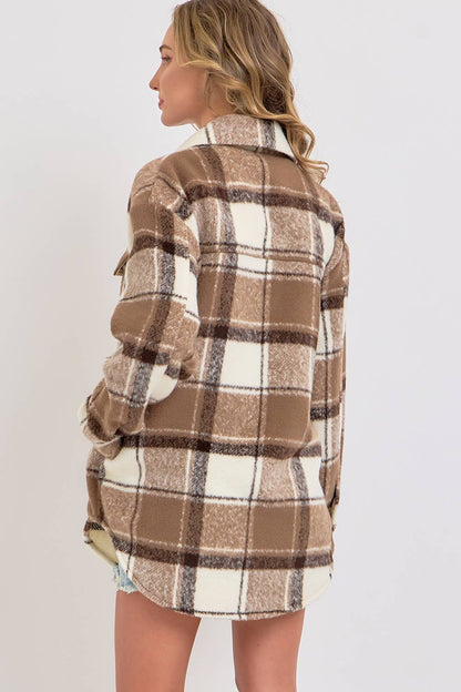 COZY BROWN PLAID SHACKET