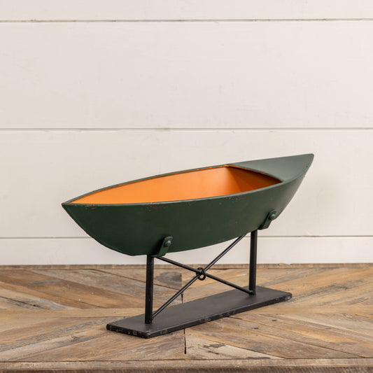 Ragon House - PAINTED GREEN BOAT ON STAND