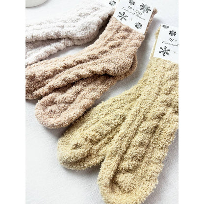 Love and Repeat - Neutral Tone Solid Cable Pattern Cozy Socks: MIX COLOR / ONE(12)