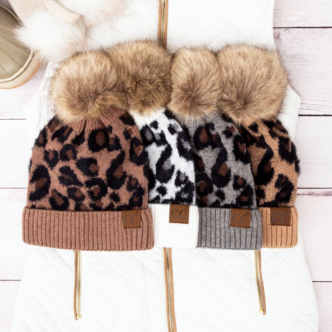 Aili's Corner - C.C® Leopard Beanie: Mocha