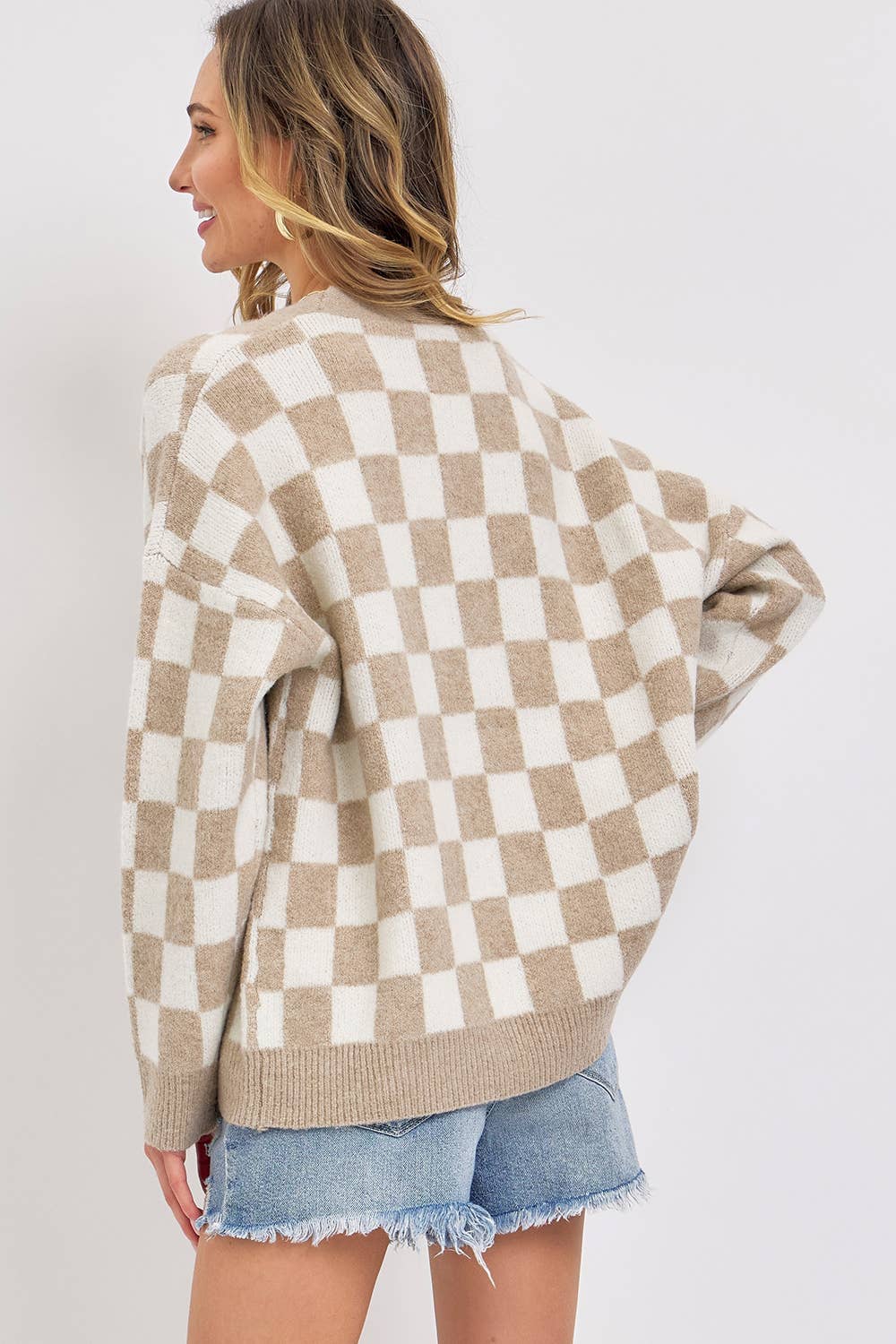 EVERYDAY CHECKER CASUAL SWEATER CARDIGAN