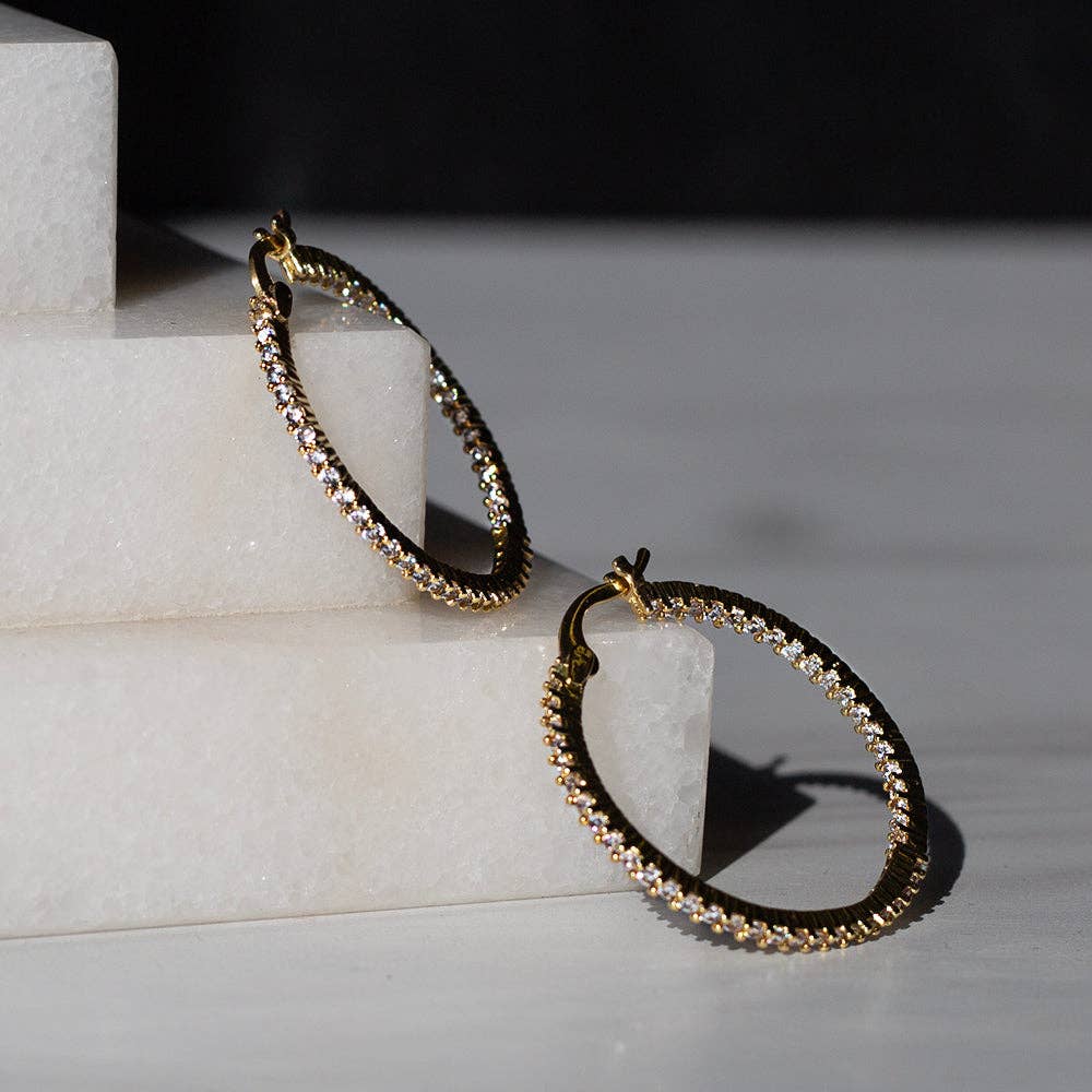 LENNY & EVA GILDED RHINESTONE HOOPS