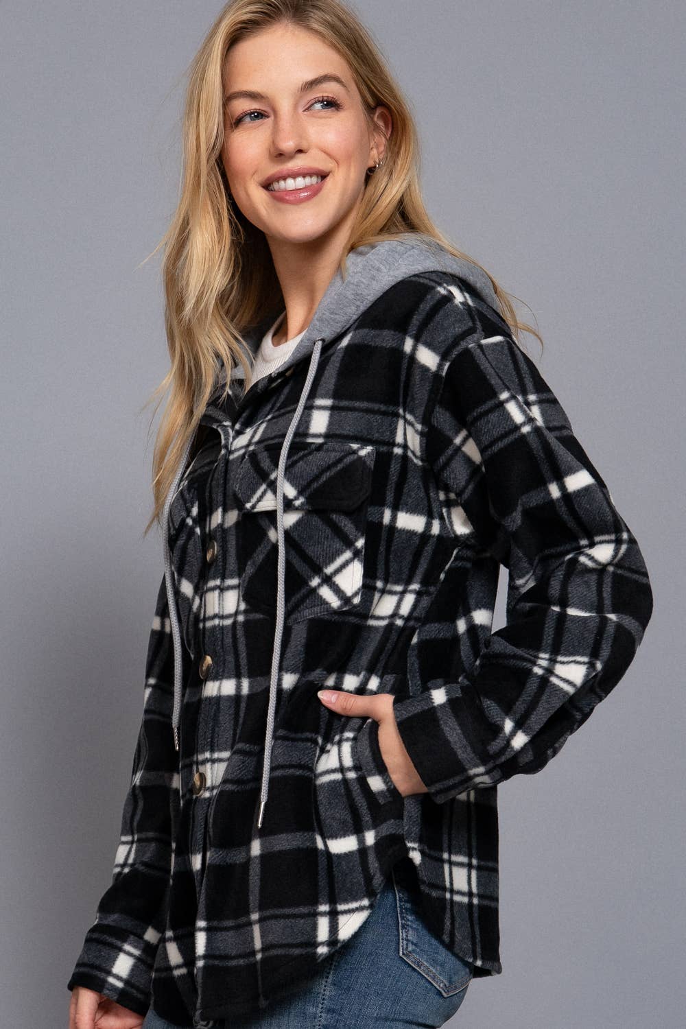 FLEECE PLAID JACKET