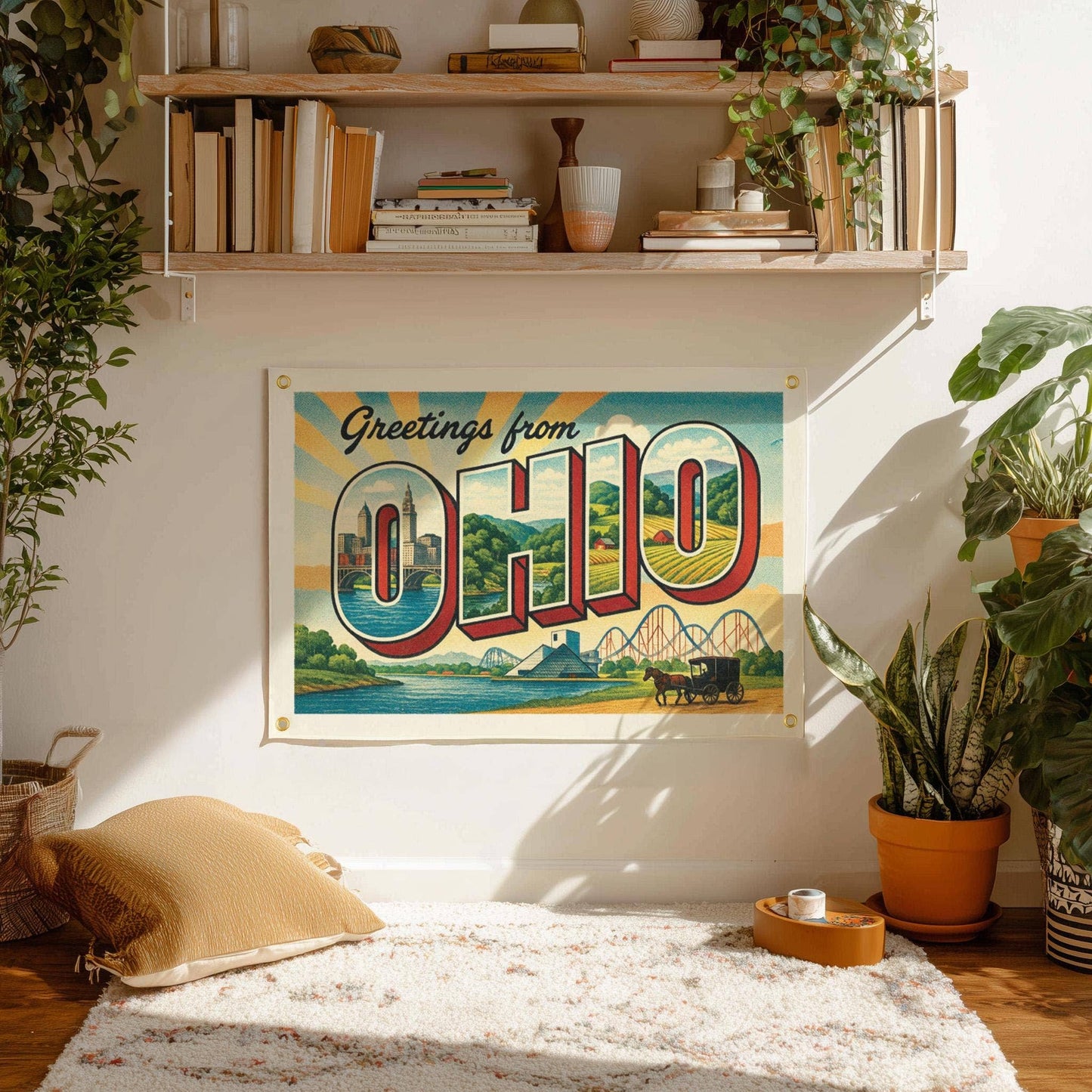 Benoit's Design Co. - Greetings From Ohio State Postcard Felt Banner: 16 x 24 inches