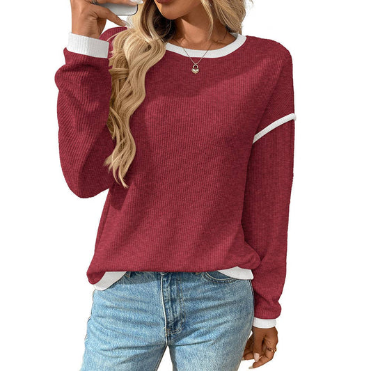 BURGUNDY CREWNECK KNIT PULLOVER
