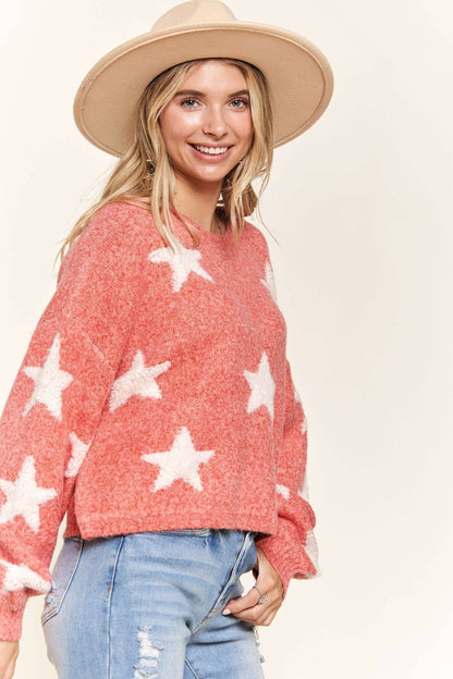 2TONE STAR SWEATER TOP