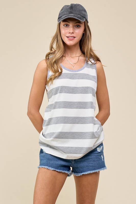 HEATHER GREY STRIPED CAMI
