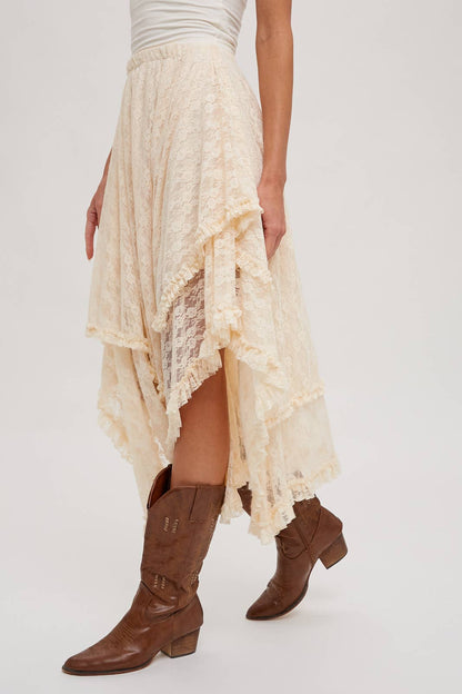 Bluivy - LACE TIER MIDI SKIRT: ECRU / S