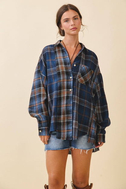 AEMI + CO - 8376EN Kambrie Plaid Flannel Shirt: Red / Contemporary / S