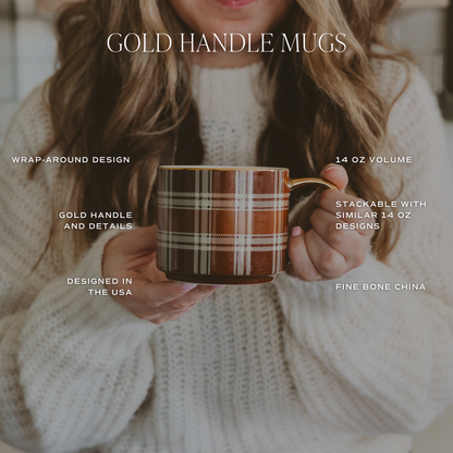 BROWN PLAID COFFEE MUG