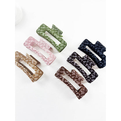 Love and Repeat - Leopard Flocked Velvet Rectangle Claw Clip: MIX COLOR / ONE(12)