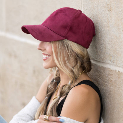 Aili's Corner - Suede Boyfriend Ball Cap: Camel