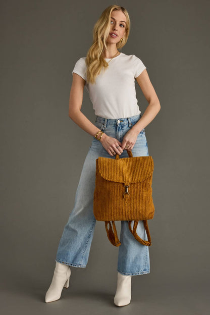 MUSTARD CORDUROY BACKPACK