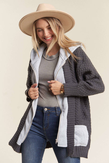 CHARCOAL ZIP UP HOODIE JACKET