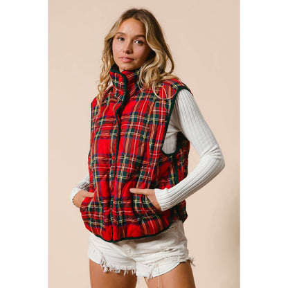 VINTAGE CHRISTMAS PLAID QUILTING VEST