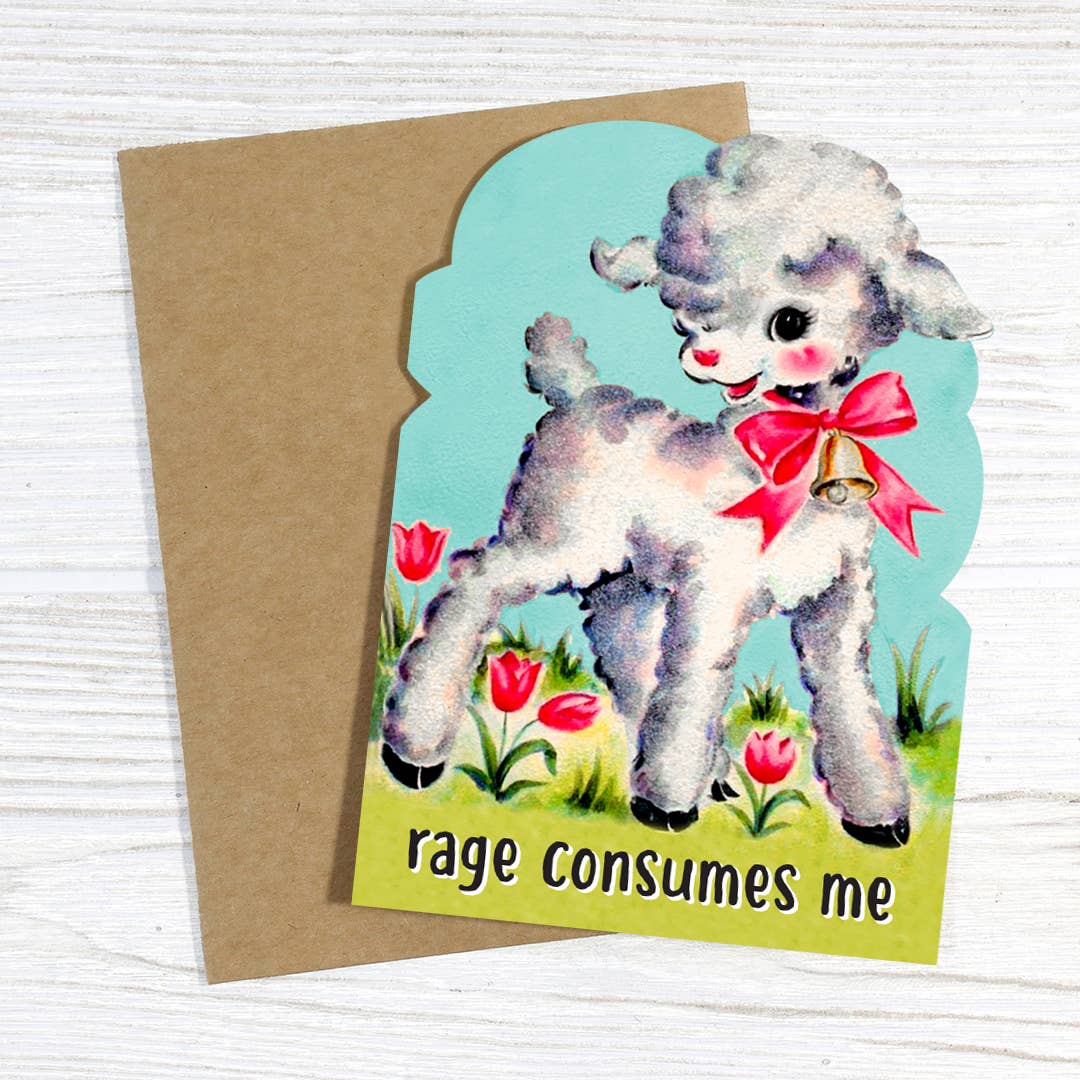 Bad Betty Greeting Co. - Rage Consumes Me - Cute Vintage Lamb Greeting Card