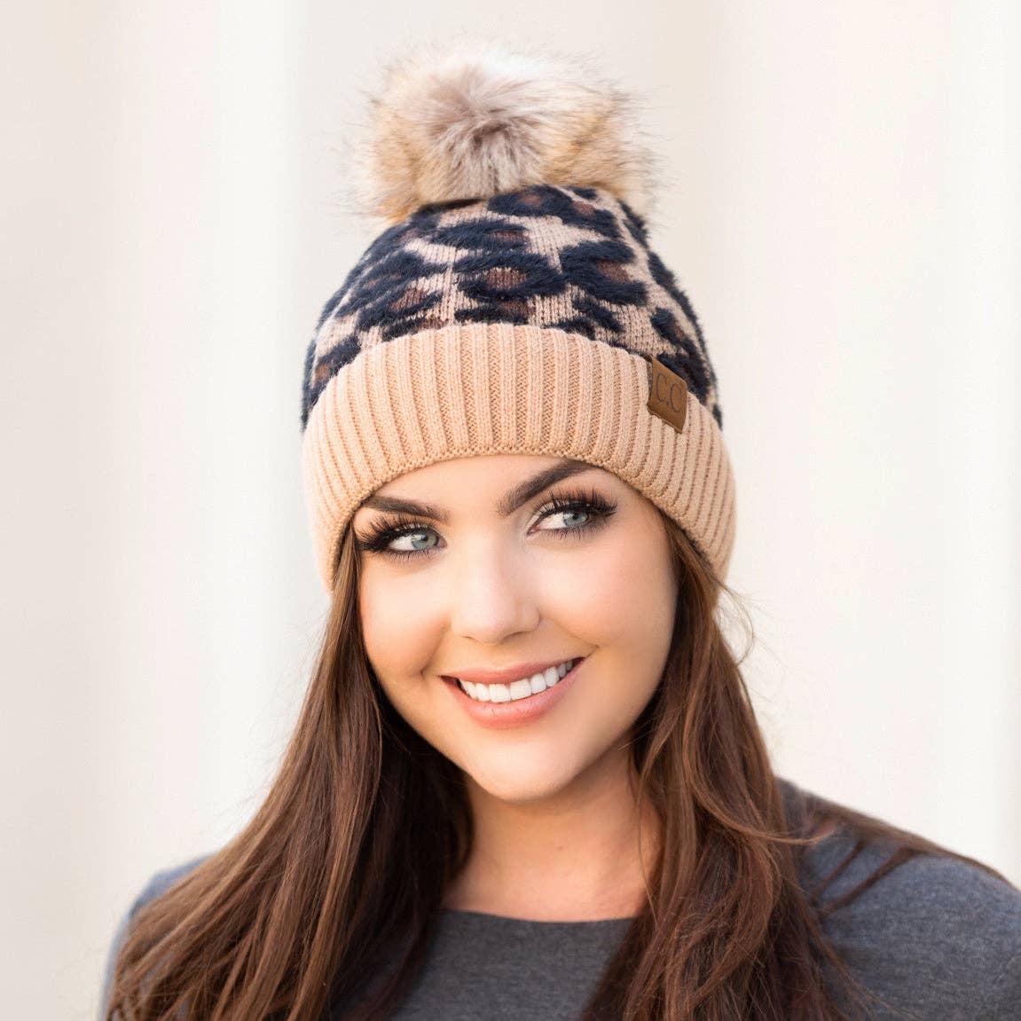 Aili's Corner - C.C® Leopard Beanie: Mocha