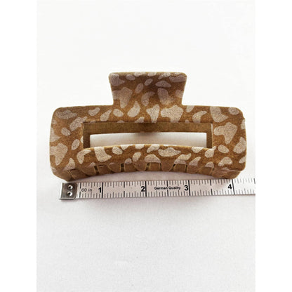 Love and Repeat - Leopard Flocked Velvet Rectangle Claw Clip: MIX COLOR / ONE(12)