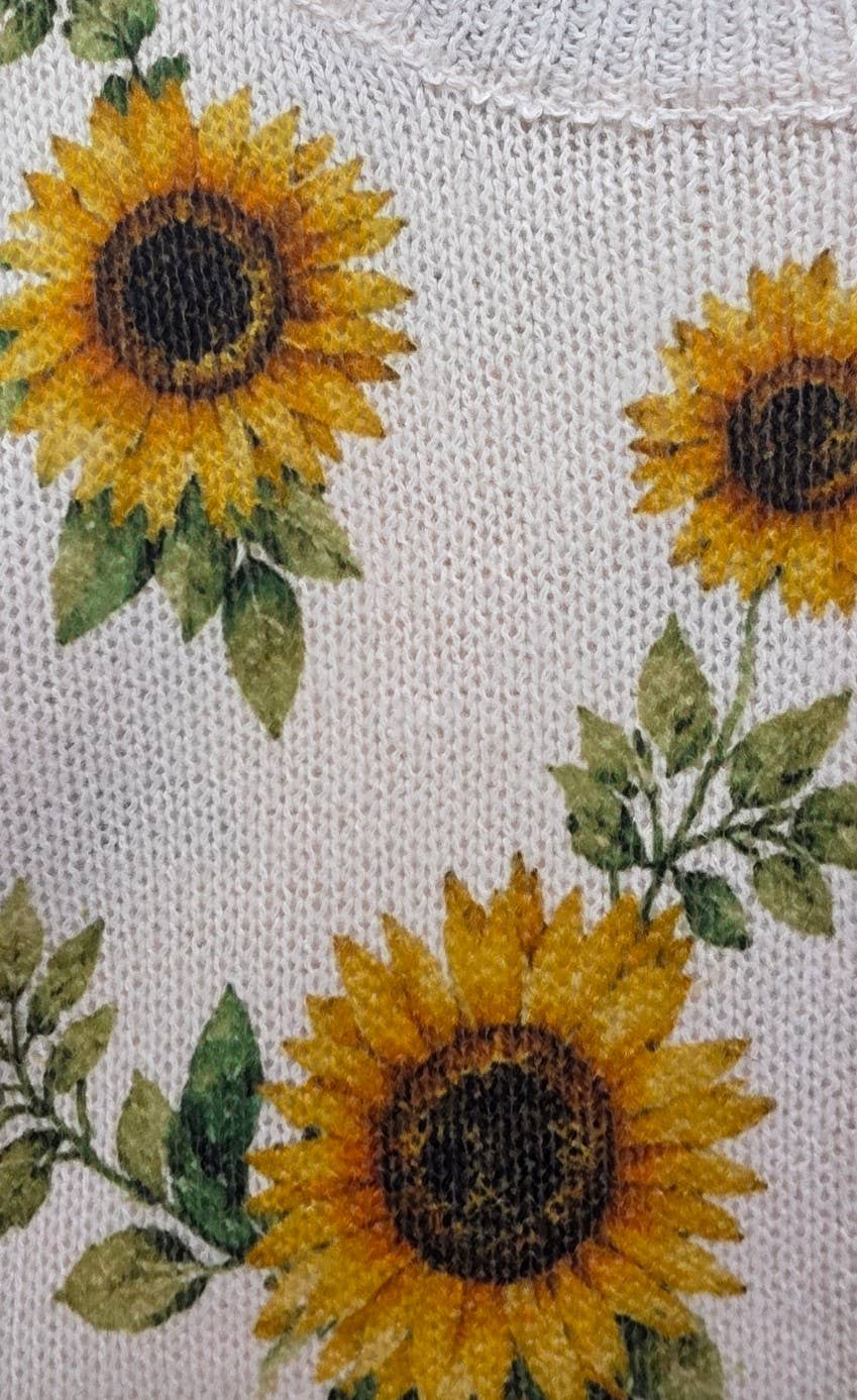 SUNFLOWER PRINT KNIT SWEATER