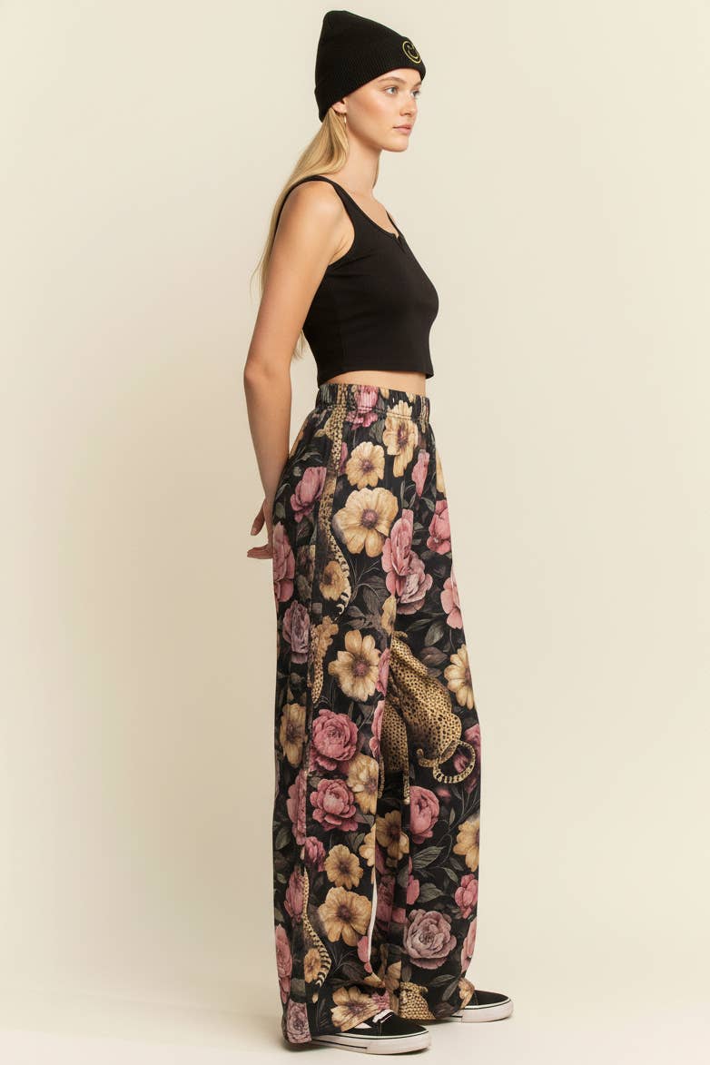 FLORAL NOIR CHEETAH PANTS