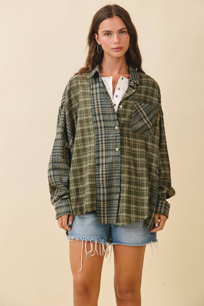 AEMI + CO - 8376EN Kambrie Plaid Flannel Shirt: Red / Contemporary / S