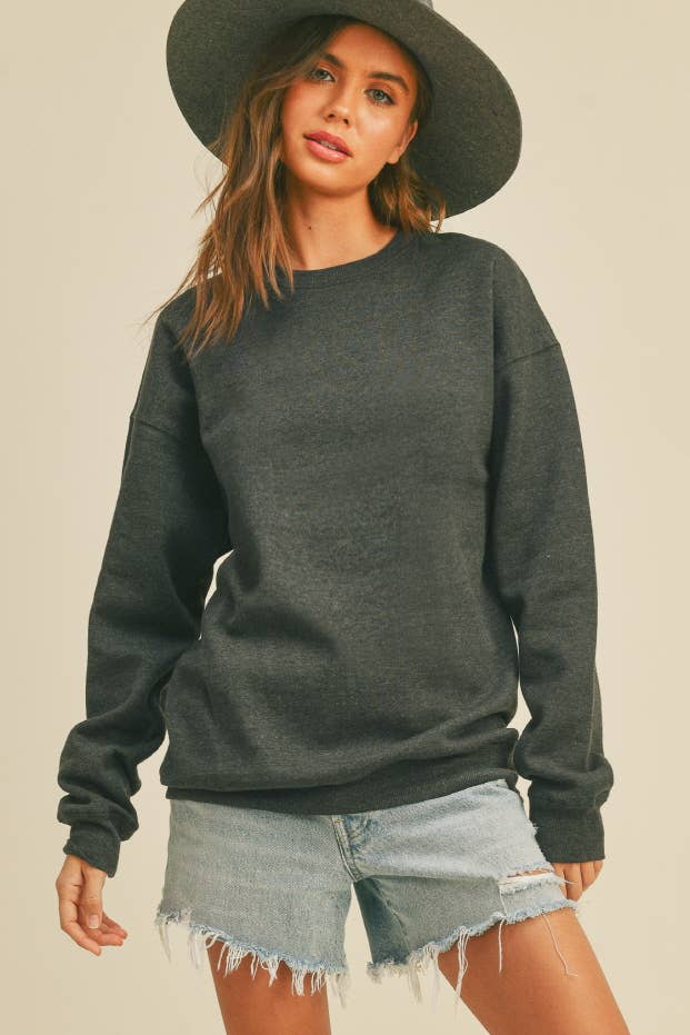 Honestee - PROMO Blank Long Sleeve Sweatshirt: 2TONE BLACK / S M L XL (2-2-2-1)