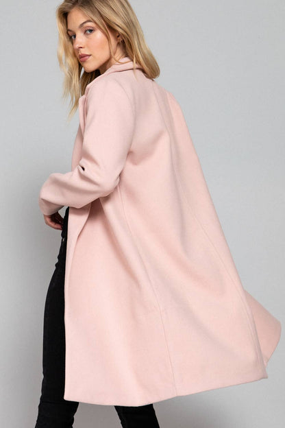 PALE PINK LONG SOFT FELT COAT