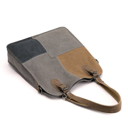 Aili's Corner - Colorblock Messenger Bag: Gray/Tan/Black