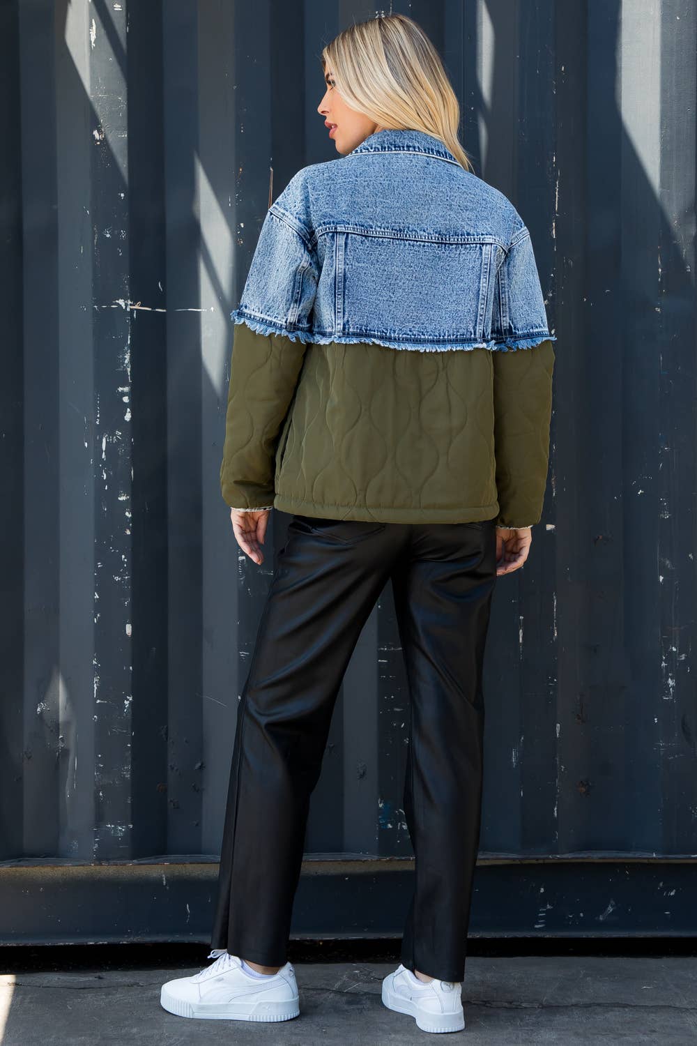 ACID WASH DENIM WITH QUILTED JACKET