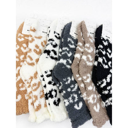 Love and Repeat - Plush Cozy Leopard Socks: MIX COLOR / ONE(12)