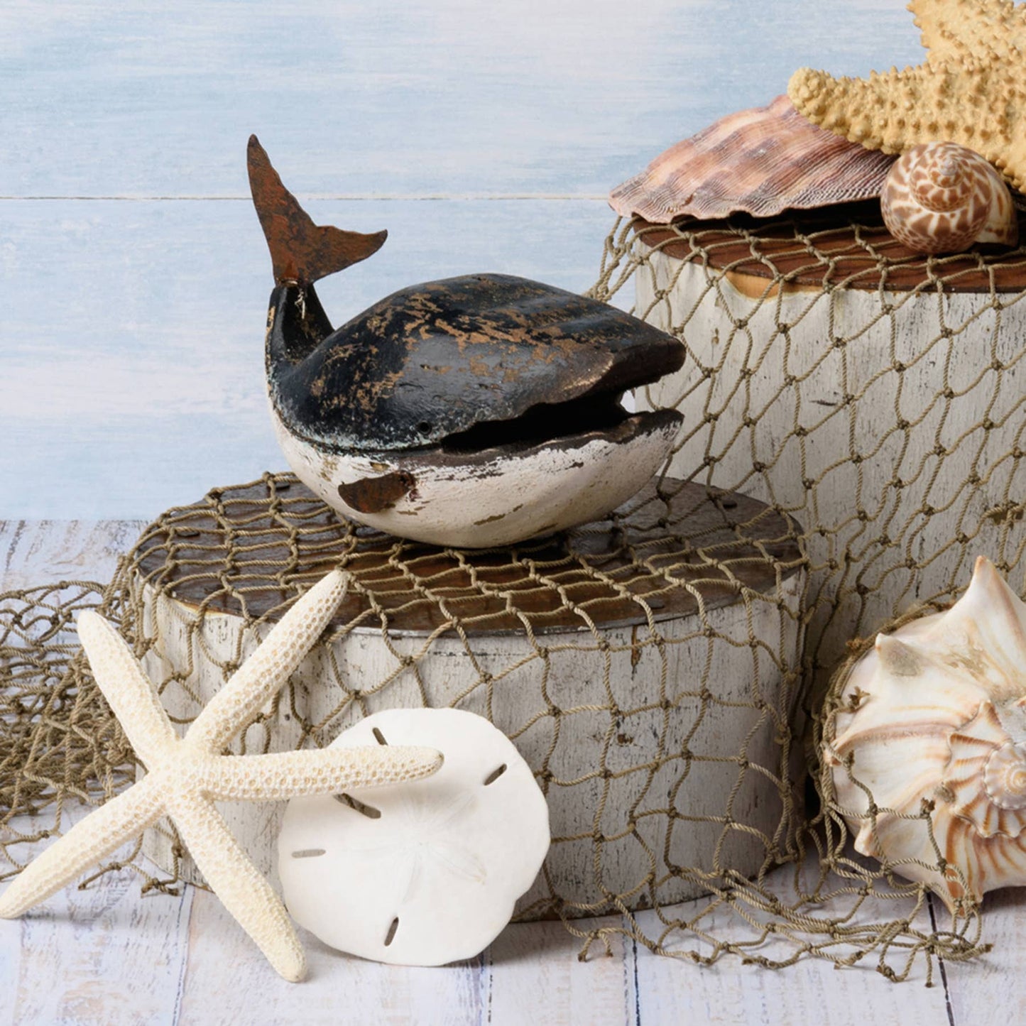 Primitives by Kathy - Medium Wooden Blue Whale Sitter