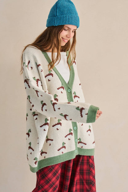 PLAYFUL DUCK KNIT CARDIGAN