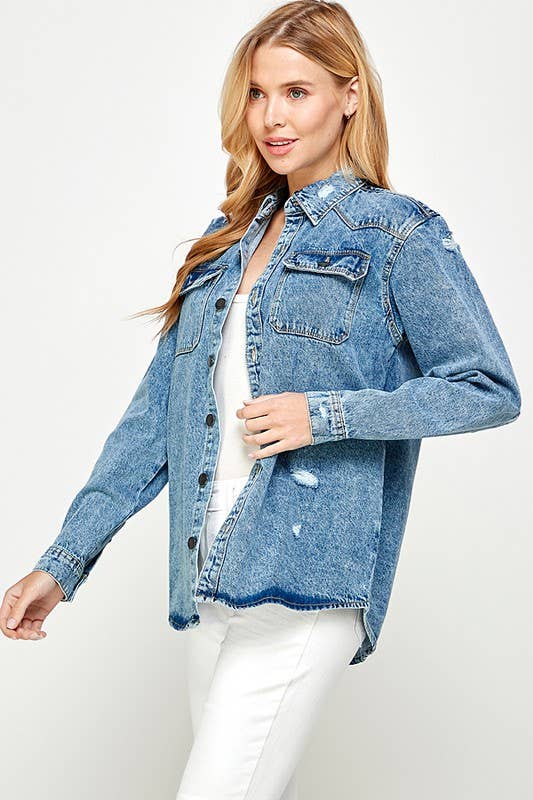 BOYFRIEND DENIM BUTTON UP JEAN JACKET