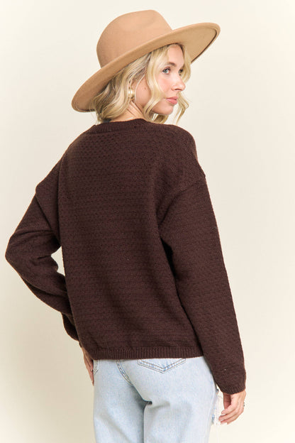 COLORBLOCK CREWNECK SWEATER: BROWN/KHAKI