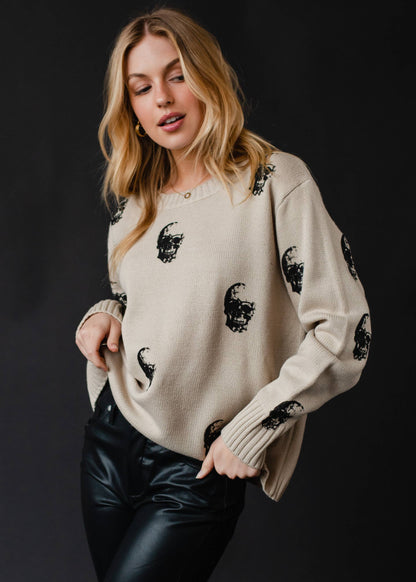 TAN SKULL SWEATER