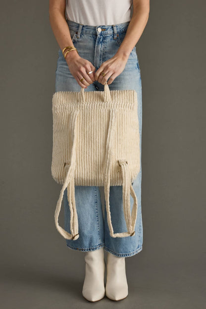 CREAM CORDUROY BACKPACK