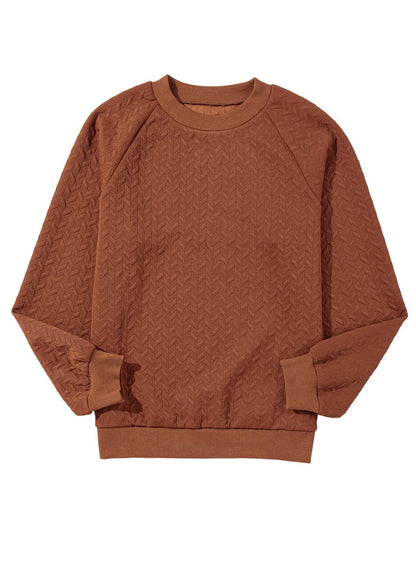 CHESTNUT TEXTURED RAGLAN PULLOVER