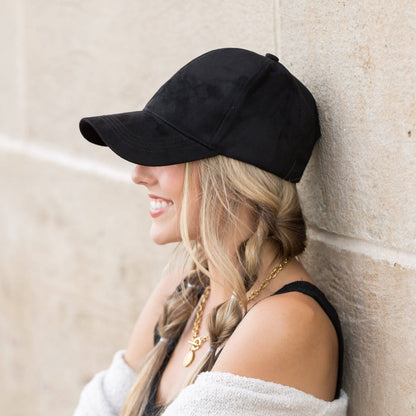 Aili's Corner - Suede Boyfriend Ball Cap: Camel