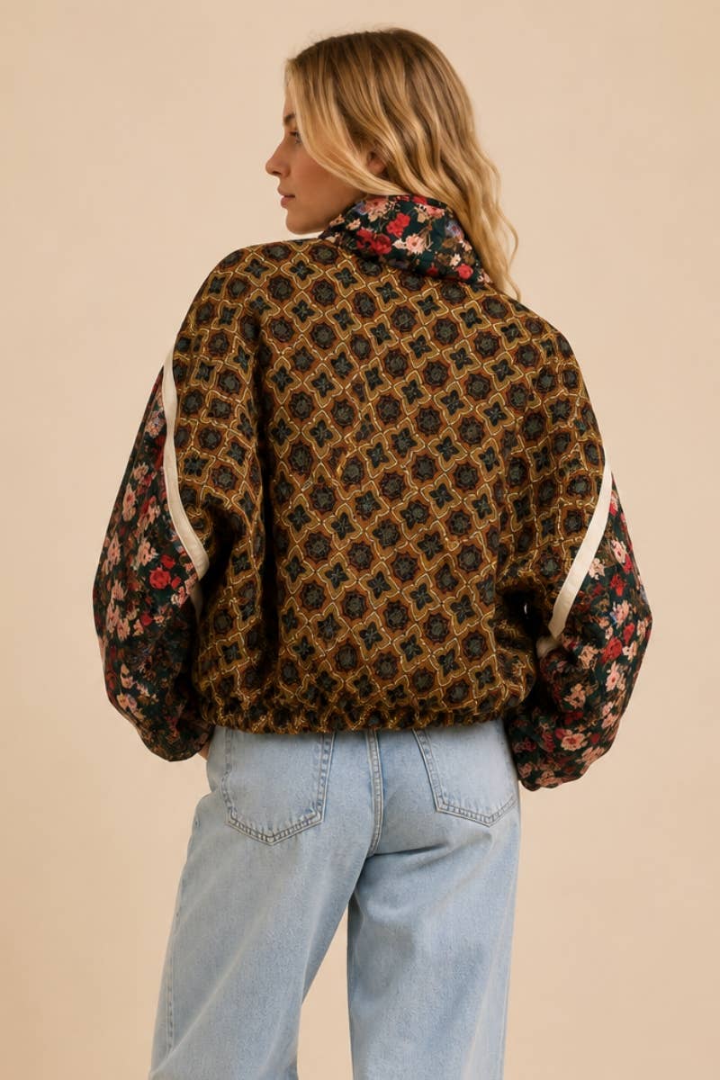 Patchwork Quilted Bomber Jacket