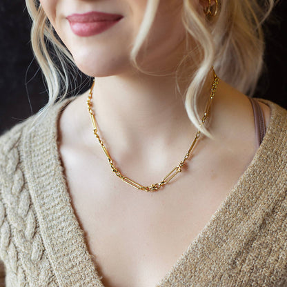 Lenny & Eva - Gilded Gold Necklace-18" Toggle Chain | Charm Bar Necklace