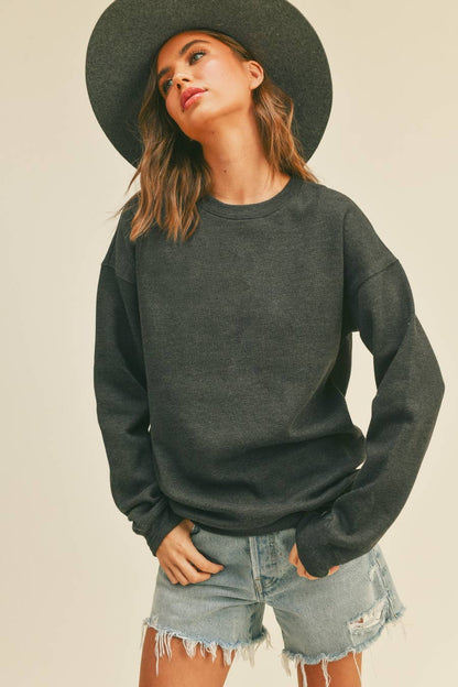 Honestee - PROMO Blank Long Sleeve Sweatshirt: 2TONE BLACK / S M L XL (2-2-2-1)