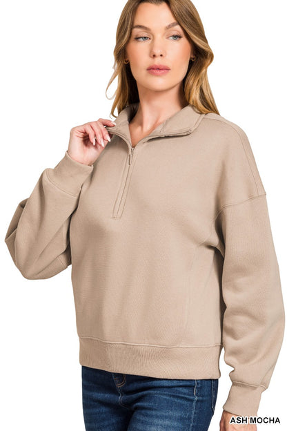 FLEECE HALF ZIP SWEATSHIRT