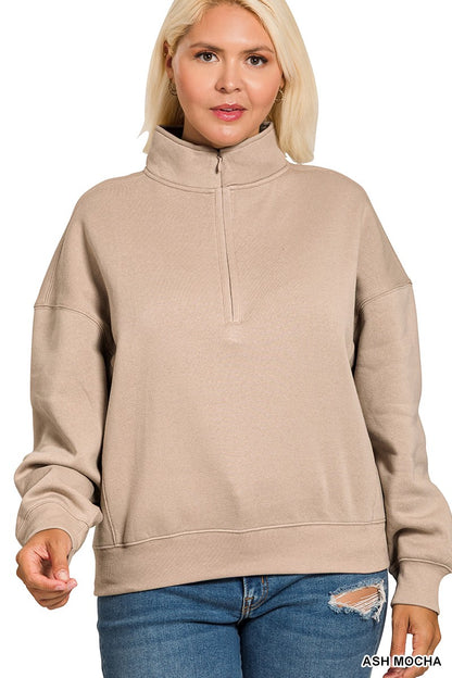 FLEECE HALF ZIP SWEATSHIRT