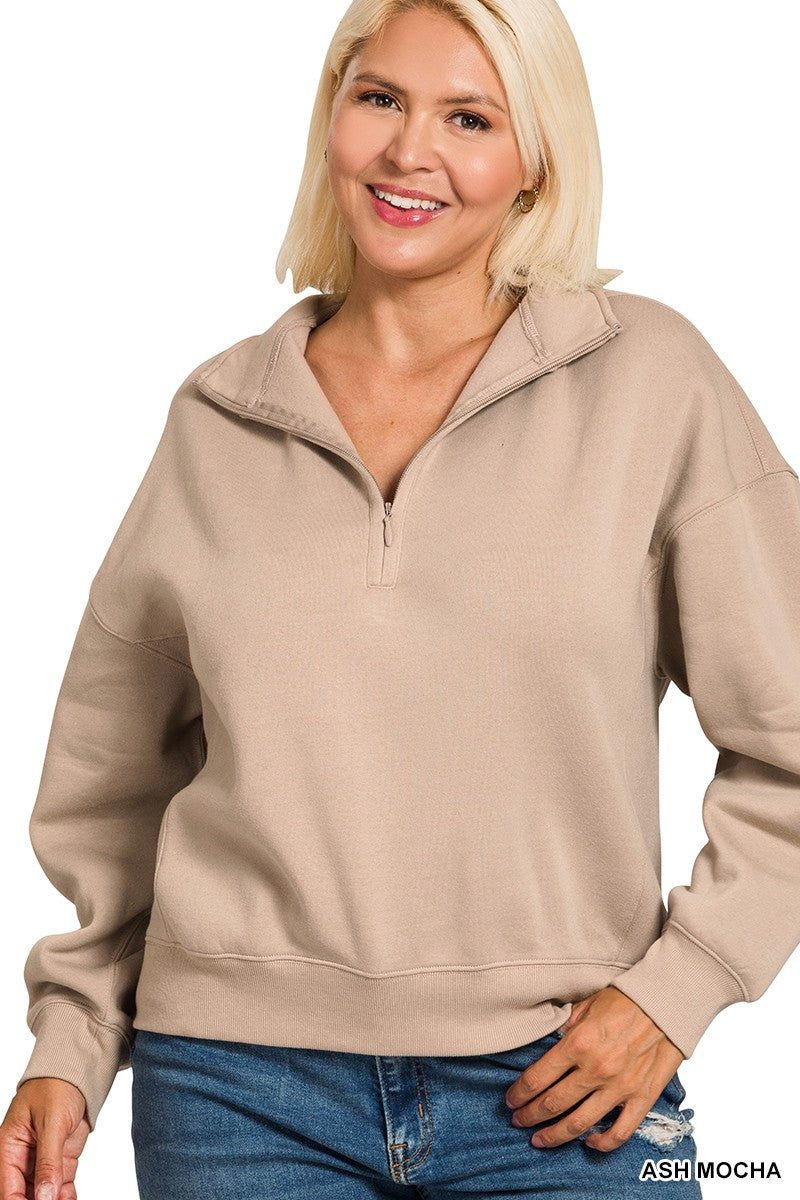 FLEECE HALF ZIP SWEATSHIRT