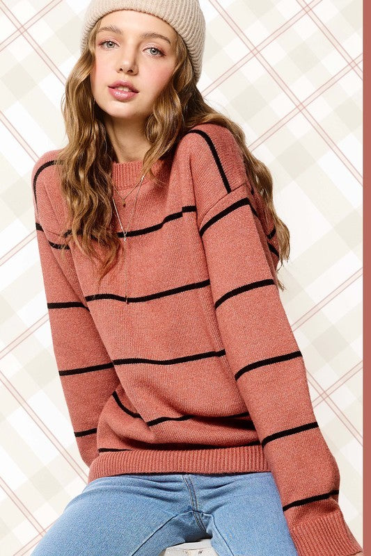 LOOSE FIT STRIPE SWEATER