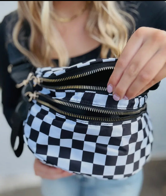 CHECKERED NYLON BUM BAG